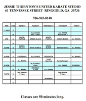 UPDATED CLASS SCHEDULE